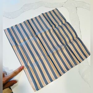 Haight & Ashbury pure silk pocket square blue/orange stripe